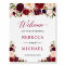 Elegant Burgundy Red Blush Floral Wedding Sign