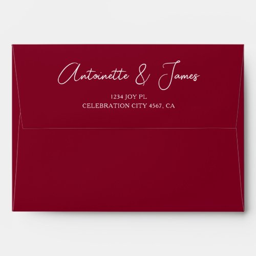 Elegant Burgundy Red Calligraphy Address Wedding Envelope