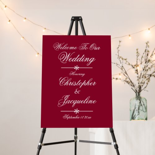  Elegant Burgundy Red Chic Wedding Welcome    Foam Board