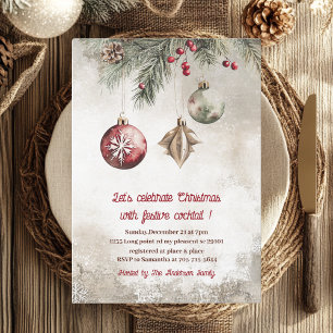 Elegant Burgundy Red Christmas Cocktail Party Invitation