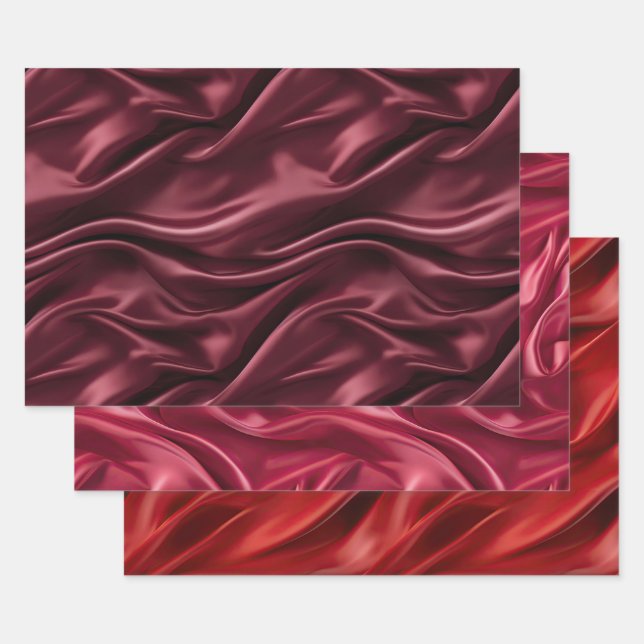 Elegant Burgundy Red Christmas Wrapping Paper Sheets (Set)