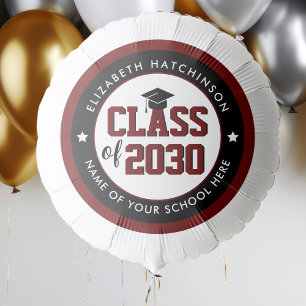 Elegant Burgundy Red Class of 2024 Graduation Balloon