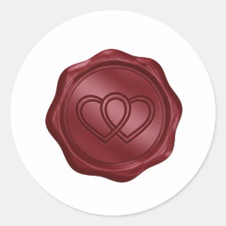 Elegant Burgundy Red Faux Wax Seal Heart Envelope