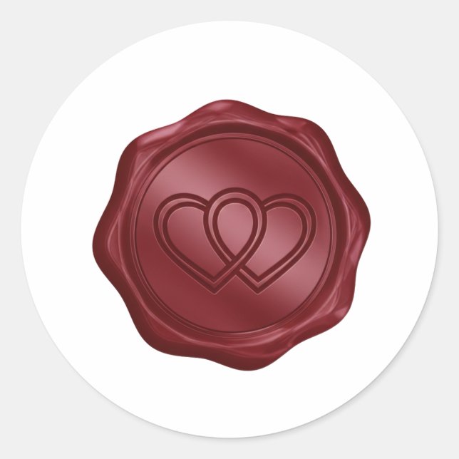 Elegant Burgundy Red Faux Wax Seal Heart Envelope  (Front)
