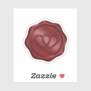 Elegant Burgundy Red Faux Wax Seal Heart Envelope  Sticker