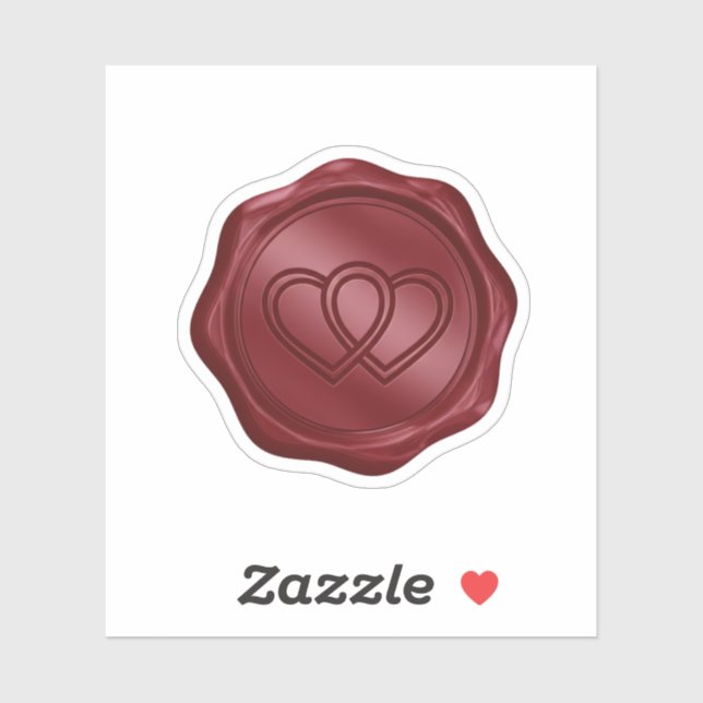 Elegant Burgundy Red Faux Wax Seal Heart Envelope  Sticker (Sheet)