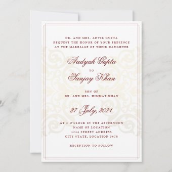 Elegant Burgundy Red Gold Mandala Indian Wedding Invitation 