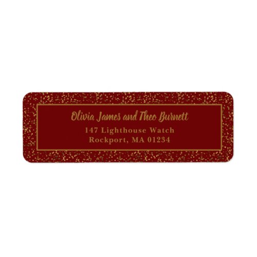 Elegant Burgundy Red Gold Return Address Label