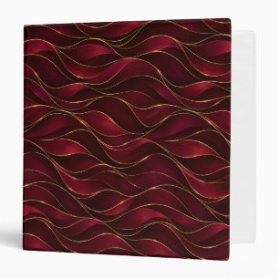 Elegant Burgundy Red Marble Waves with Gold Accent 3 Ring Binder