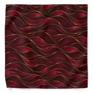 Elegant Burgundy Red Marble Waves with Gold Accent Bandana