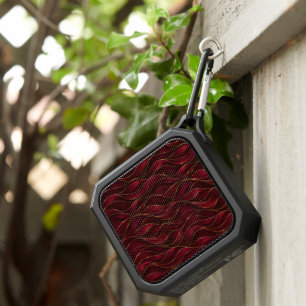 Elegant Burgundy Red Marble Waves with Gold Accent Bluetooth Speaker