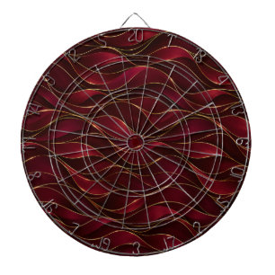 Elegant Burgundy Red Marble Waves with Gold Accent Dart Board