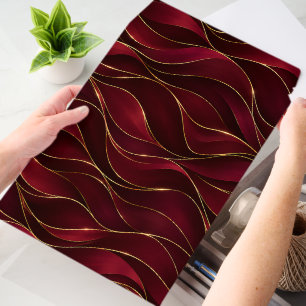 Elegant Burgundy Red Marble Waves with Gold Accent Envelope Mailers