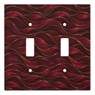 Elegant Burgundy Red Marble Waves with Gold Accent Light Switch Cover