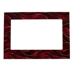 Elegant Burgundy Red Marble Waves with Gold Accent Magnetic Frame