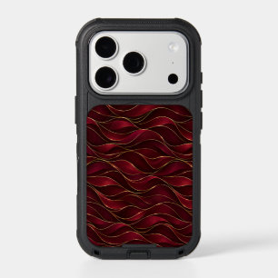 Elegant Burgundy Red Marble Waves with Gold Accent iPhone 17 Pro Case