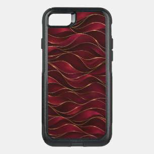 Elegant Burgundy Red Marble Waves with Gold Accent OtterBox Commuter iPhone SE/8/7 Case