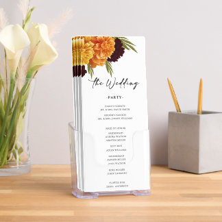 Elegant Burgundy Red "MARIGOLD" Wedding Program Brochure