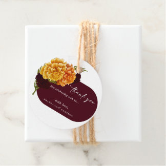 Elegant Burgundy Red "MARIGOLD" Wedding Thank You Favor Tags