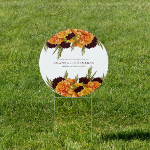 Elegant Burgundy Red "MARIGOLD"  Wedding  Welcome Sign