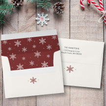 Elegant Burgundy Red Snowflake Christmas Envelope