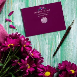 Elegant Burgundy Red Watercolor Flowers Envelope