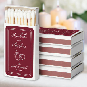 Elegant Burgundy Red Wedding Favor Matchboxes