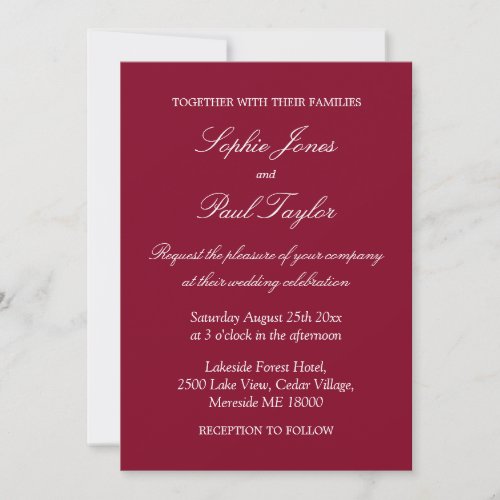 Elegant Burgundy Red Wedding Invitation
