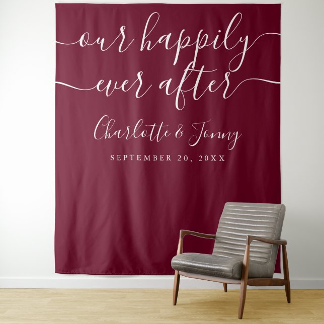 Elegant Burgundy Red Wedding Photo Backdrop (In Situ)