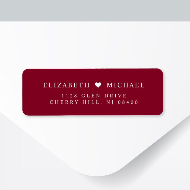 Elegant Burgundy Red Wedding Return Address Label (Creator Uploaded)