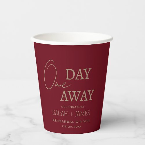 Elegant Burgundy Rehearsal Dinner Wedding Party  Paper Cups