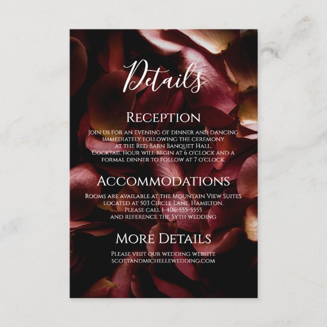Elegant Burgundy Romantic Rose Enclosure Card (Front)