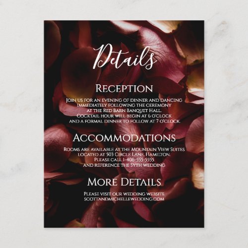 Elegant Burgundy Romantic Rose Enclosure Card