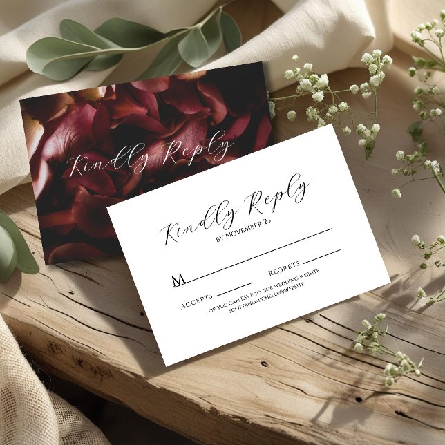 Elegant Burgundy Romantic Rose RSVP Card (Creator Uploaded)