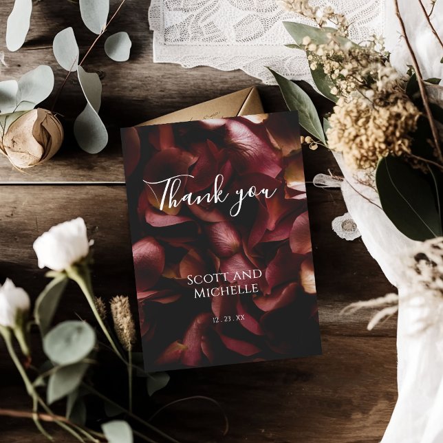 Elegant Burgundy Romantic Rose Thank You Card (Creator Uploaded)