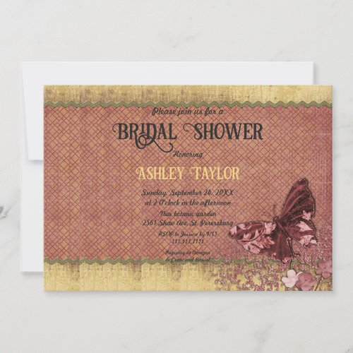 Elegant Burgundy Rose Gold Formal Bridal Shower Invitation