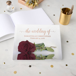 Elegant Burgundy Rose Medium Wedding Foil Guest Book