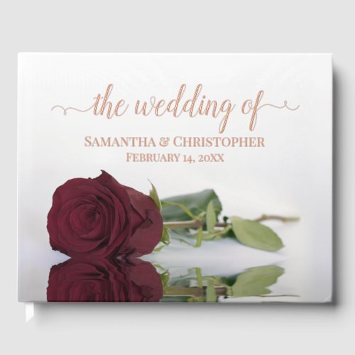 Elegant Burgundy Rose Medium Wedding Foil Guest Book