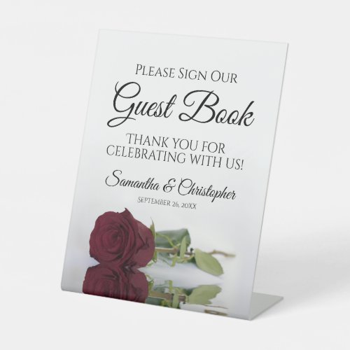 Elegant Burgundy Rose Please Sign Our Guest Book