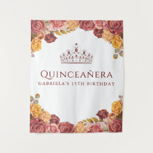 Elegant Burgundy Rose   Quinceanera backdrop