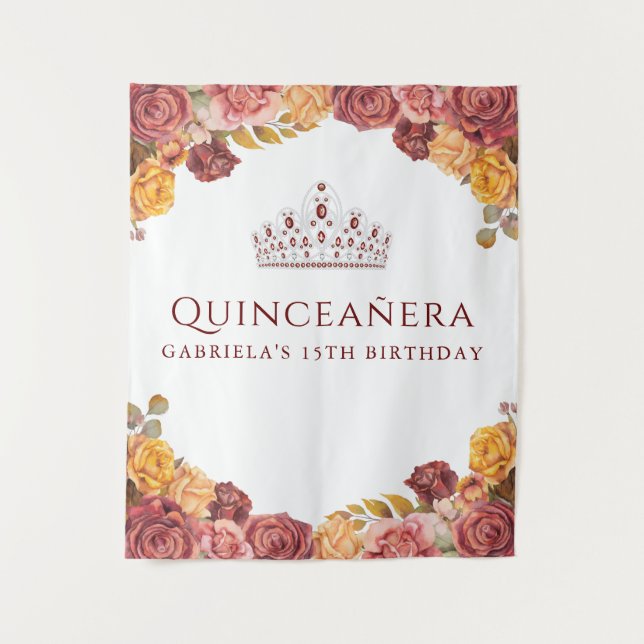 Elegant Burgundy Rose | Quinceanera backdrop (Front)