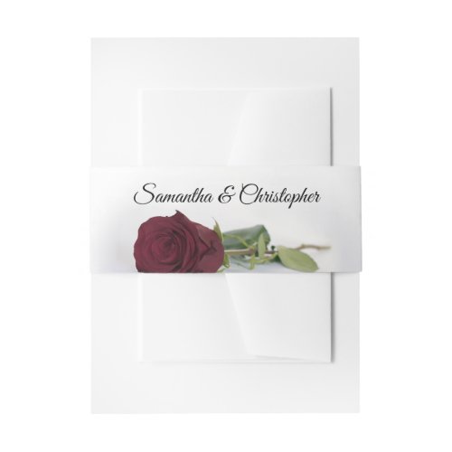 Elegant Burgundy Rose Simple Glam Wedding Invitation Belly Band