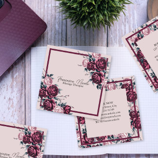Elegant Burgundy Rose Square Business Card