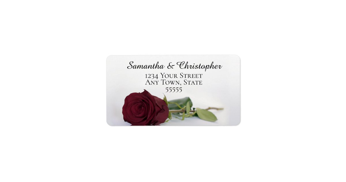 Elegant Burgundy Rose Wedding Address Label | Zazzle