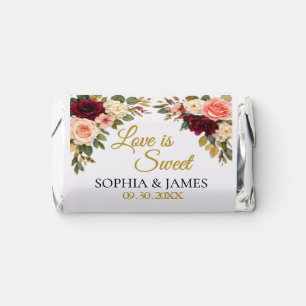 Elegant Burgundy Rose Wedding Love Is Sweet Custom Hershey's Miniatures