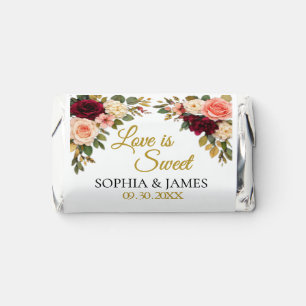 Elegant Burgundy Rose Wedding Love Is Sweet Custom Hershey's Miniatures