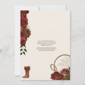 Elegant Burgundy Roses Charro Boots Quinceanera Invitation (Back)