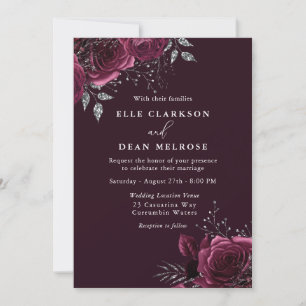 Elegant Burgundy Roses Wedding Invitation
