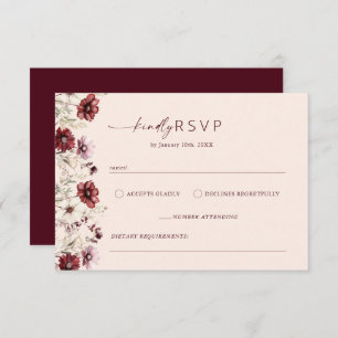 Elegant Burgundy RSVP Wedding Enclosure Card