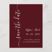 Elegant Burgundy Save the Date   Announcement Postcard